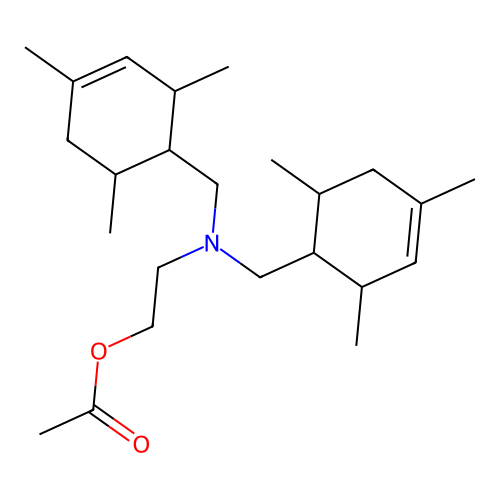 2-{Bis[(2,4,6-trimethylcyclohex-3-en-1-yl)methyl]amino}ethyl acetate structure