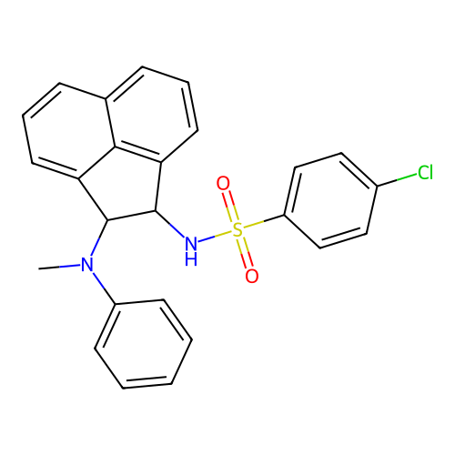 4-chloro-N-(2-(methyl(phenyl)amino)-1,2-dihydroacenaphthylen-1-yl)benzenesulfonamide structure