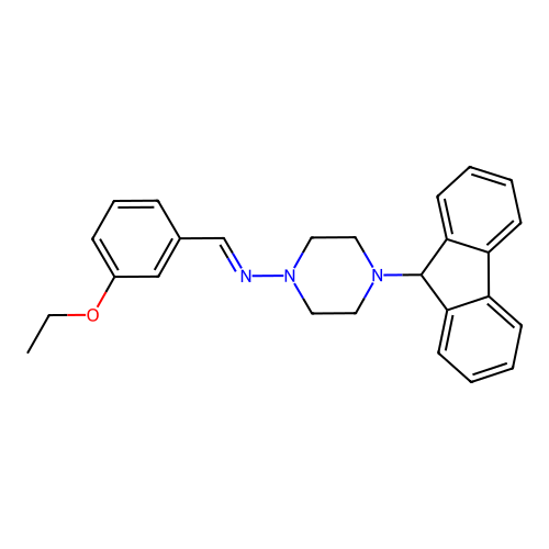 (E)-N-(3-ethoxybenzylidene)-4-(9H-fluoren-9-yl)piperazin-1-amine structure
