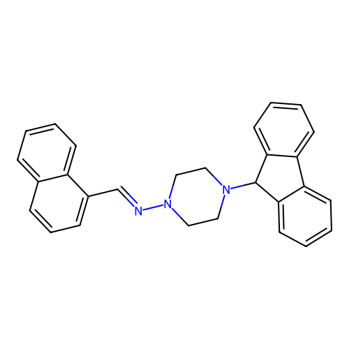 4-(9H-fluoren-9-yl)-N-(1-naphthylmethylene)-1-piperazinamine structure
