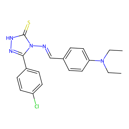 (E)-5-(4-chlorophenyl)-4-((4-(diethylamino)benzylidene)amino)-4H-1,2,4-triazole-3-thiol structure