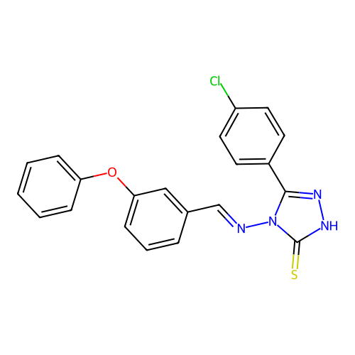 5-(4-chlorophenyl)-4-[(3-phenoxybenzylidene)amino]-4H-1,2,4-triazole-3-thiol structure