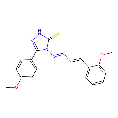 3-(4-methoxyphenyl)-4-[(E)-[(E)-3-(2-methoxyphenyl)prop-2-enylidene]amino]-1H-1,2,4-triazole-5-thione structure