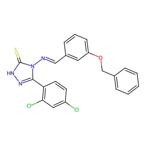 4-{[3-(benzyloxy)benzylidene]amino}-5-(2,4-dichlorophenyl)-4H-1,2,4-triazole-3-thiol structure