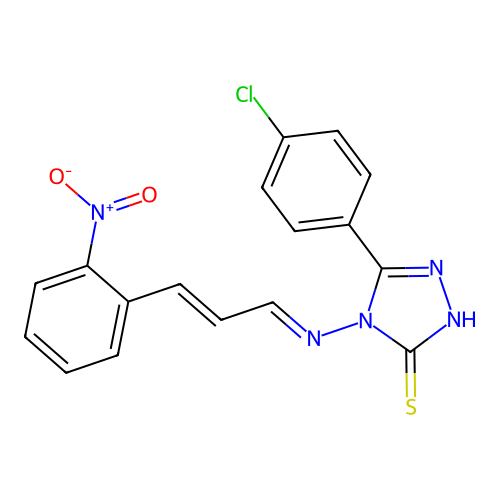 3-(4-chlorophenyl)-4-[(E)-[(E)-3-(2-nitrophenyl)prop-2-enylidene]amino]-1H-1,2,4-triazole-5-thione structure