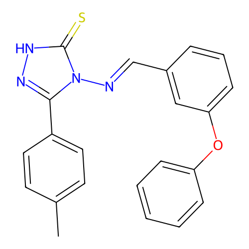 (E)-4-((3-phenoxybenzylidene)amino)-5-(p-tolyl)-4H-1,2,4-triazole-3-thiol structure