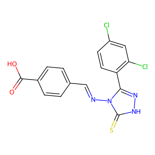 4-(((3-(2,4-DICHLORO-PH)-5-MERCAPTO-4H-1,2,4-TRIAZOL-4-YL)IMINO)ME)BENZOIC ACID structure