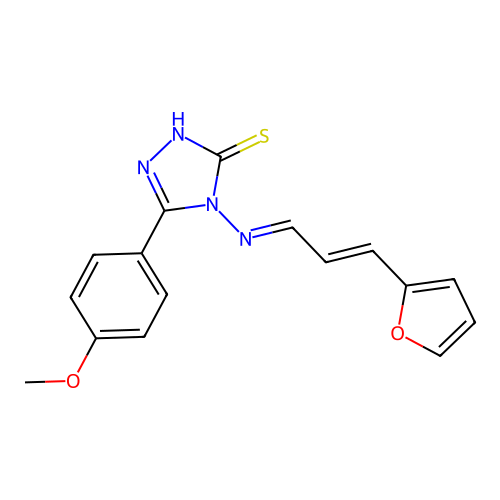 4-[(E)-[(E)-3-(furan-2-yl)prop-2-enylidene]amino]-3-(4-methoxyphenyl)-1H-1,2,4-triazole-5-thione structure
