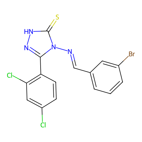 (E)-4-((3-bromobenzylidene)amino)-5-(2,4-dichlorophenyl)-4H-1,2,4-triazole-3-thiol structure