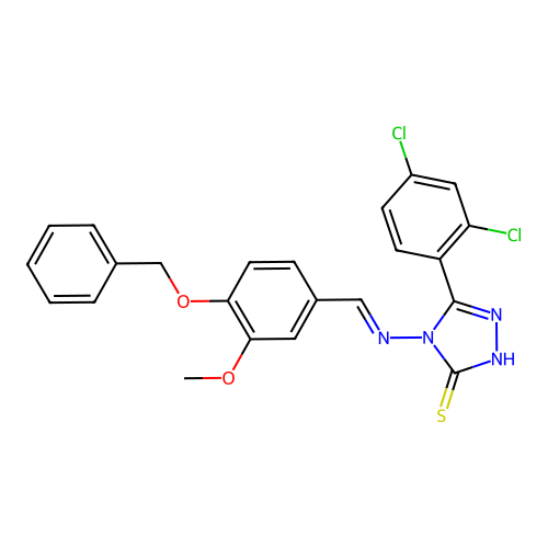 (E)-4-((4-(benzyloxy)-3-methoxybenzylidene)amino)-5-(2,4-dichlorophenyl)-4H-1,2,4-triazole-3-thiol structure