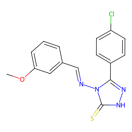 5-(4-chlorophenyl)-4-{[(E)-(3-methoxyphenyl)methylidene]amino}-4H-1,2,4-triazole-3-thiol structure