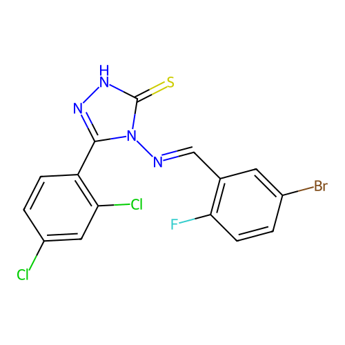 (E)-4-((5-bromo-2-fluorobenzylidene)amino)-5-(2,4-dichlorophenyl)-4H-1,2,4-triazole-3-thiol structure