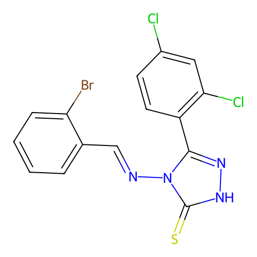 4-[(2-bromobenzylidene)amino]-5-(2,4-dichlorophenyl)-4H-1,2,4-triazole-3-thiol structure