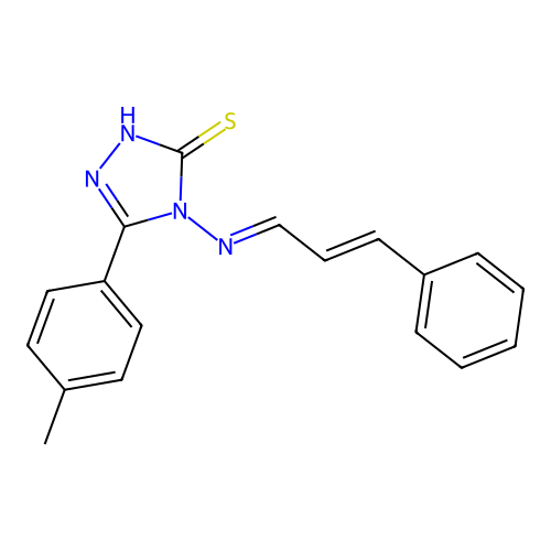 4-((E)-((E)-3-phenylallylidene)amino)-5-(p-tolyl)-4H-1,2,4-triazole-3-thiol structure