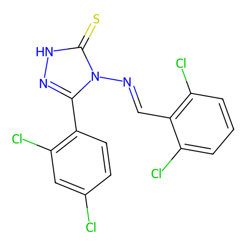 4-[(2,6-dichlorobenzylidene)amino]-5-(2,4-dichlorophenyl)-4H-1,2,4-triazole-3-thiol structure
