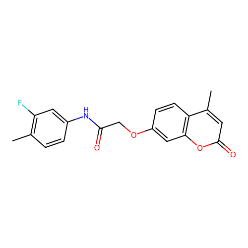 N-(3-fluoro-4-methylphenyl)-2-((4-methyl-2-oxo-2H-chromen-7-yl)oxy)acetamide structure
