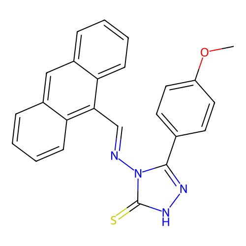 (E)-4-((anthracen-9-ylmethylene)amino)-5-(4-methoxyphenyl)-4H-1,2,4-triazole-3-thiol structure