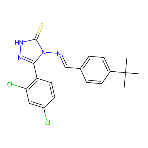 4-[(4-tert-butylbenzylidene)amino]-5-(2,4-dichlorophenyl)-4H-1,2,4-triazole-3-thiol structure