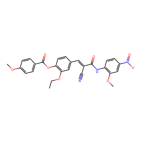 [4-[(E)-2-cyano-3-(2-methoxy-4-nitroanilino)-3-oxoprop-1-enyl]-2-ethoxyphenyl] 4-methoxybenzoate structure