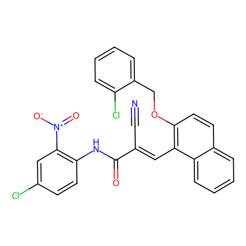 (E)-N-(4-chloro-2-nitrophenyl)-3-[2-[(2-chlorophenyl)methoxy]naphthalen-1-yl]-2-cyanoprop-2-enamide structure