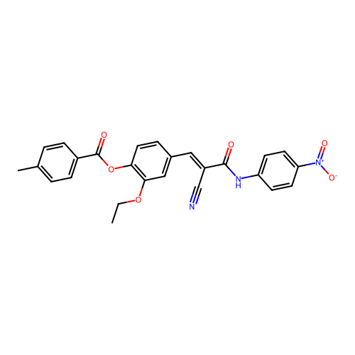 [4-[(E)-2-cyano-3-(4-nitroanilino)-3-oxoprop-1-enyl]-2-ethoxyphenyl] 4-methylbenzoate structure