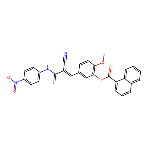 [5-[(E)-2-cyano-3-(4-nitroanilino)-3-oxoprop-1-enyl]-2-methoxyphenyl] naphthalene-1-carboxylate structure