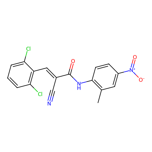 2-cyano-3-(2,6-dichlorophenyl)-N-(2-methyl-4-nitrophenyl)prop-2-enamide structure