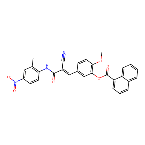 [5-[(E)-2-cyano-3-(2-methyl-4-nitroanilino)-3-oxoprop-1-enyl]-2-methoxyphenyl] naphthalene-1-carboxylate structure