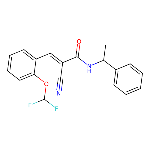 2-cyano-3-[2-(difluoromethoxy)phenyl]-N-(1-phenylethyl)prop-2-enamide structure