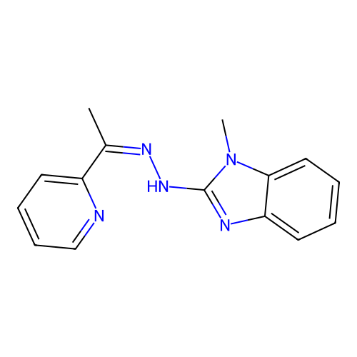 1-methyl-N-(1-pyridin-2-ylethylideneamino)benzoimidazol-2-amine structure