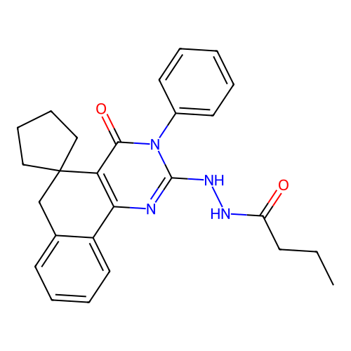 N'-(4-oxo-3-phenylspiro[6H-benzo[h]quinazoline-5,1'-cyclopentane]-2-yl)butanehydrazide structure