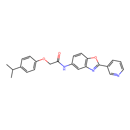 2-[4-(propan-2-yl)phenoxy]-N-[2-(pyridin-3-yl)-1,3-benzoxazol-5-yl]acetamide structure