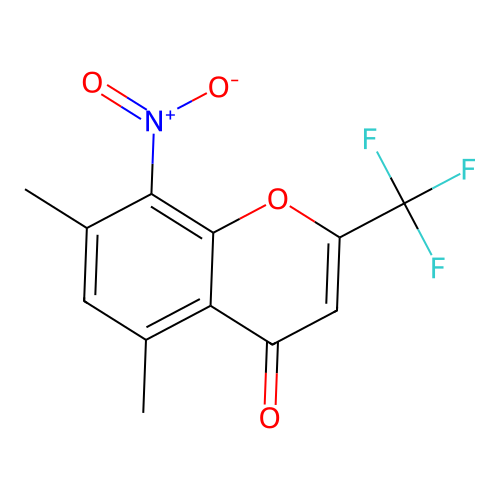 5,7-dimethyl-8-nitro-2-(trifluoromethyl)-4H-chromen-4-one structure