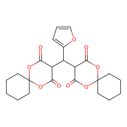 3,3'-(Furan-2-ylmethanediyl)bis(1,5-dioxaspiro[5.5]undecane-2,4-dione) structure
