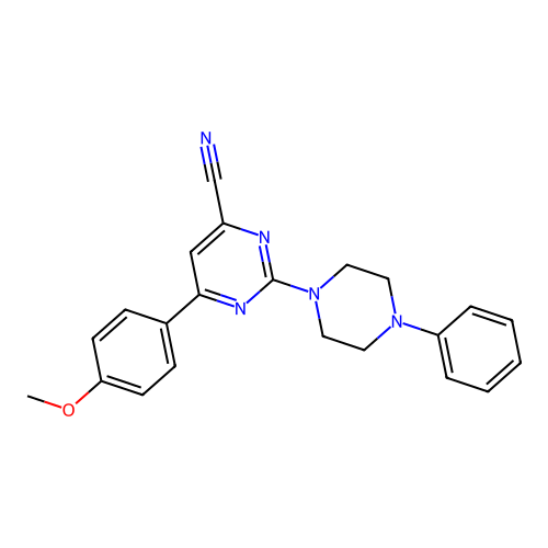 6-(4-Methoxyphenyl)-2-(4-phenylpiperazin-1-yl)pyrimidine-4-carbonitrile structure