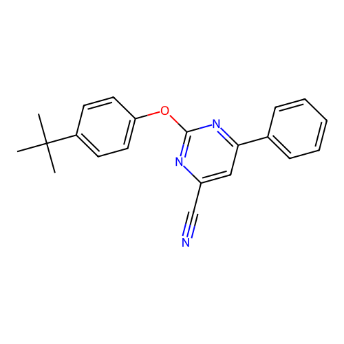 2-(4-Tert-butylphenoxy)-6-phenylpyrimidine-4-carbonitrile structure
