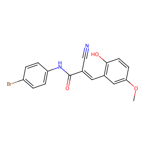 (2E)-N-(4-bromophenyl)-2-cyano-3-(2-hydroxy-5-methoxyphenyl)prop-2-enamide structure