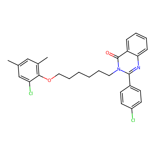 3-(6-(2-chloro-4,6-dimethylphenoxy)hexyl)-2-(4-chlorophenyl)quinazolin-4(3H)-one structure
