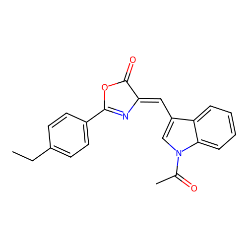 (Z)-4-((1-acetyl-1H-indol-3-yl)methylene)-2-(4-ethylphenyl)oxazol-5(4H)-one structure