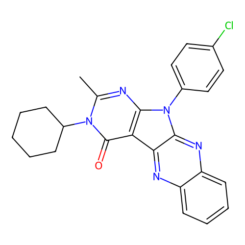 11-(4-chlorophenyl)-3-cyclohexyl-2-methyl-3,11-dihydro-4H-pyrimido[5',4':4,5]pyrrolo[2,3-b]quinoxalin-4-one structure