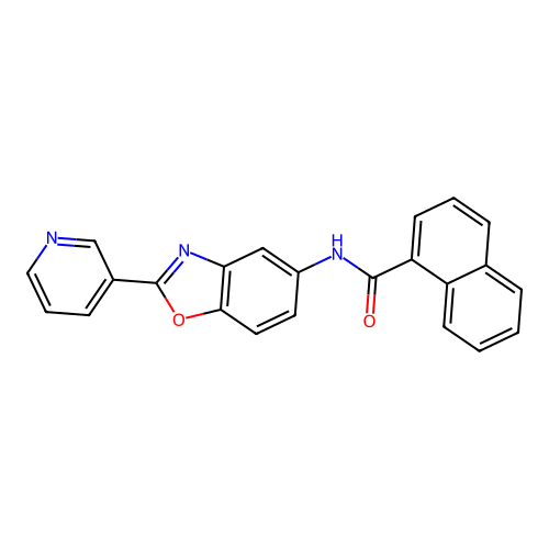N-[2-(pyridin-3-yl)-1,3-benzoxazol-5-yl]naphthalene-1-carboxamide structure