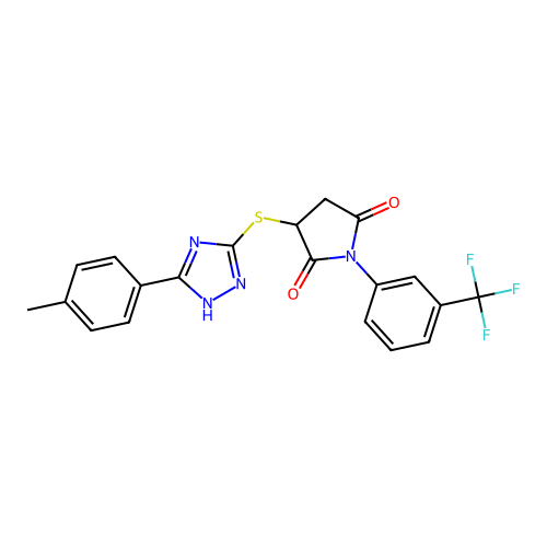 3-{[5-(4-methylphenyl)-4H-1,2,4-triazol-3-yl]sulfanyl}-1-[3-(trifluoromethyl)phenyl]pyrrolidine-2,5-dione structure