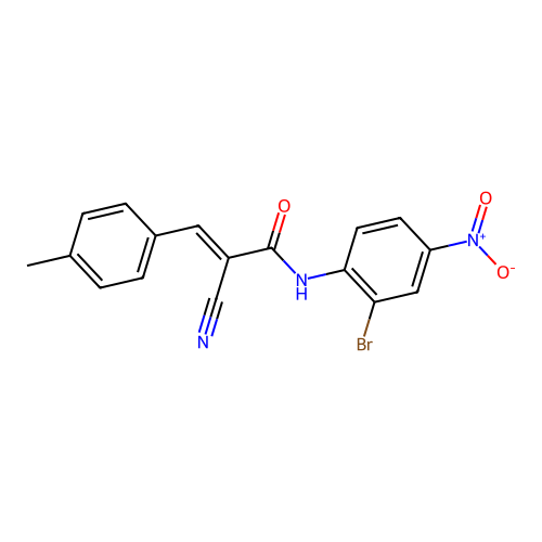 (E)-N-(2-bromo-4-nitrophenyl)-2-cyano-3-(4-methylphenyl)prop-2-enamide structure