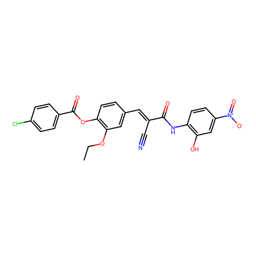 [4-[(E)-2-cyano-3-(2-hydroxy-4-nitroanilino)-3-oxoprop-1-enyl]-2-ethoxyphenyl] 4-chlorobenzoate structure