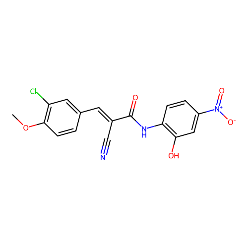 3-(3-chloro-4-methoxyphenyl)-2-cyano-N-(2-hydroxy-4-nitrophenyl)prop-2-enamide structure