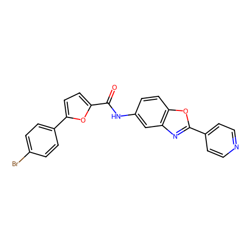 5-(4-bromophenyl)-N-[2-(pyridin-4-yl)-1,3-benzoxazol-5-yl]furan-2-carboxamide structure