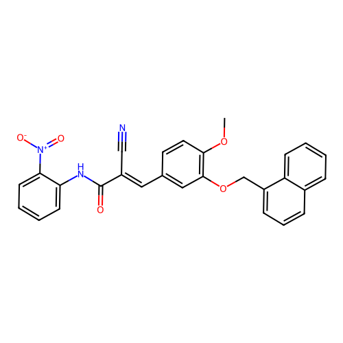 (E)-2-cyano-3-[4-methoxy-3-(naphthalen-1-ylmethoxy)phenyl]-N-(2-nitrophenyl)prop-2-enamide structure