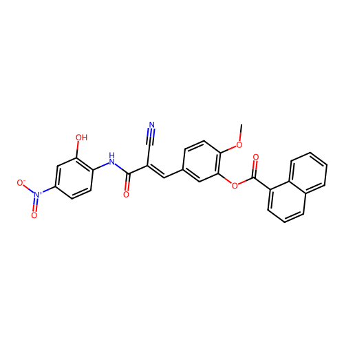 [5-[(E)-2-cyano-3-(2-hydroxy-4-nitroanilino)-3-oxoprop-1-enyl]-2-methoxyphenyl] naphthalene-1-carboxylate structure