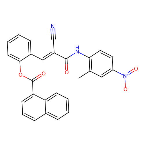 [2-[(E)-2-cyano-3-(2-methyl-4-nitroanilino)-3-oxoprop-1-enyl]phenyl] naphthalene-1-carboxylate structure