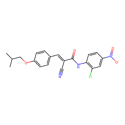 N-(2-chloro-4-nitrophenyl)-2-cyano-3-[4-(2-methylpropoxy)phenyl]prop-2-enamide structure